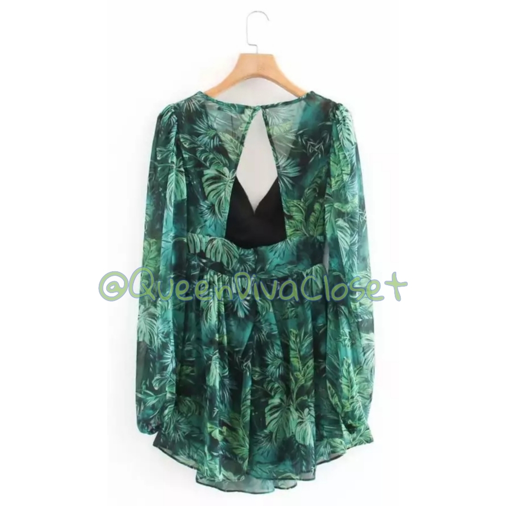 Tropical a line flare open back skater dress L - Picture 4 of 6